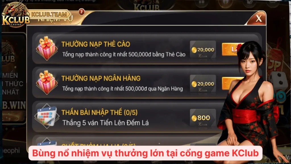 KClub 🐉 Giải Trí Chuẩn Nhật, Phong Cách Triệu Đô 2025 🔮 6 Bùng nổ nhiệm vụ thưởng lớn tại cổng game KClub