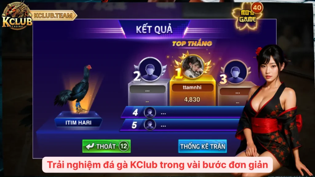Đá Gà KClub – Sàn Đấu Ảo Triệu Xu, Giao Diện Cực Nét 5 Trải nghiệm đá gà KClub trong vài bước đơn giản